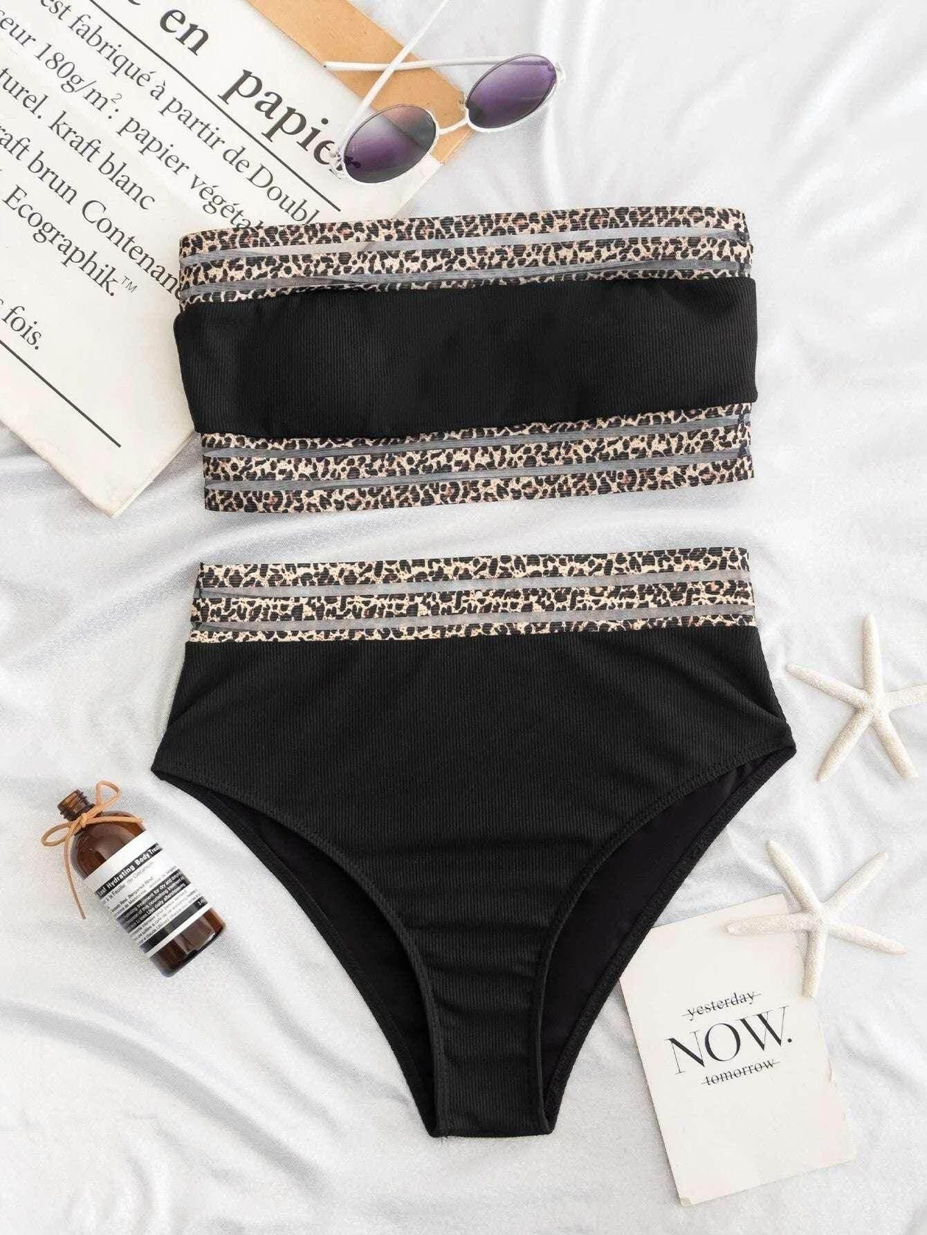 Leopard Splicing Strapless Bikini – Sexy & Stylish - ZA-Zola