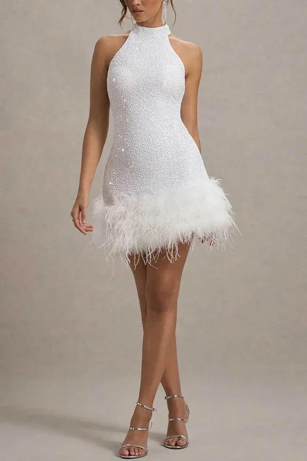 Women's Sleeveless Shiny Plush Dress - Stylish & Elegant - ZA-Zola