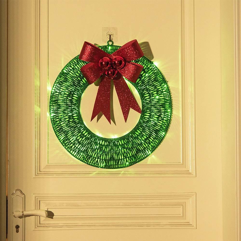 Christmas LED Wreath 50CM – Luminous Garland with Big Bow - ZA-Zola