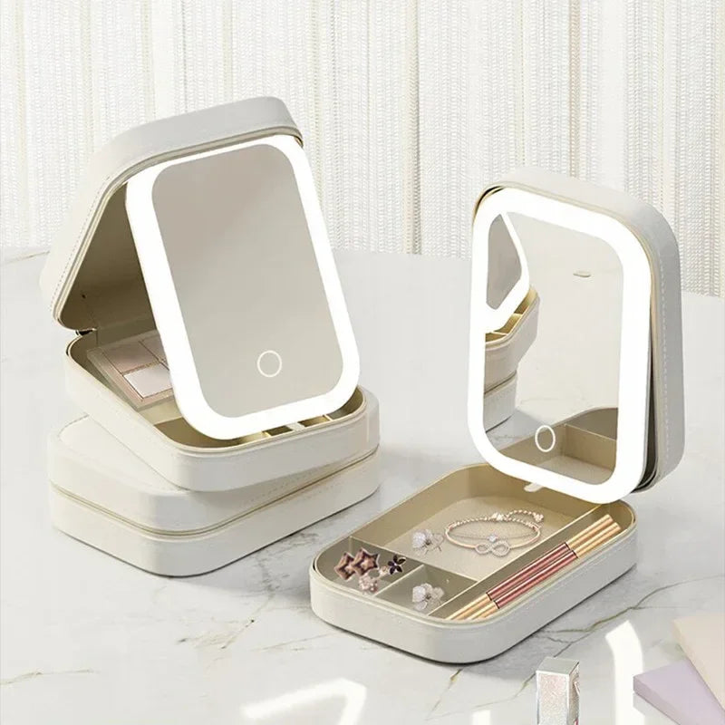 LED Makeup Storage Box with Touch Light Mirror - ZA-Zola
