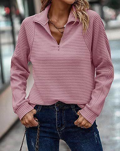 Women's Zipper Knit Pullover – Sporty & Stylish - ZA-Zola