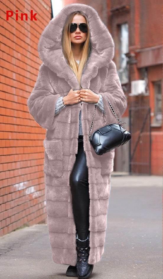 Long Plush Women's Coat – Thickened Faux Fur Winter Jacket - ZA-Zola