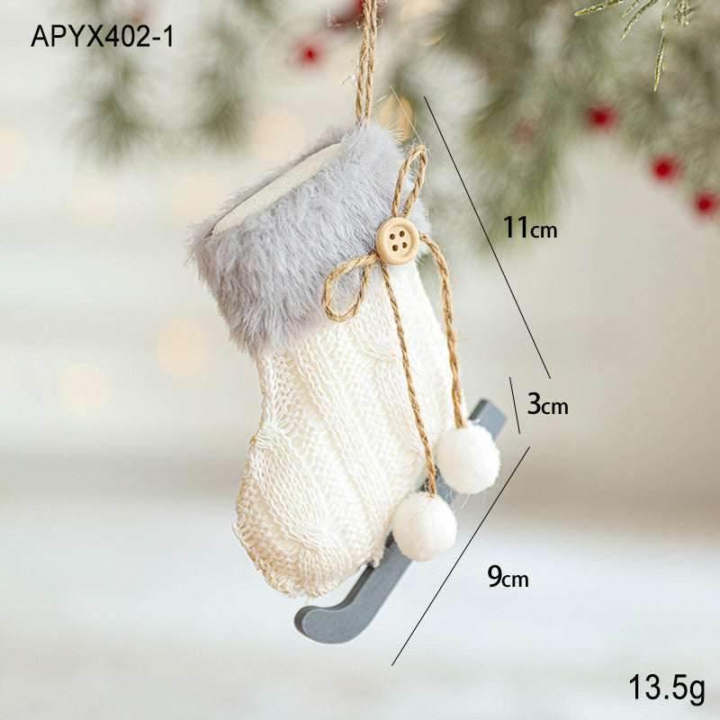 White Plush Christmas Ornament Tree Pendant Gloves & Sled - ZA-Zola