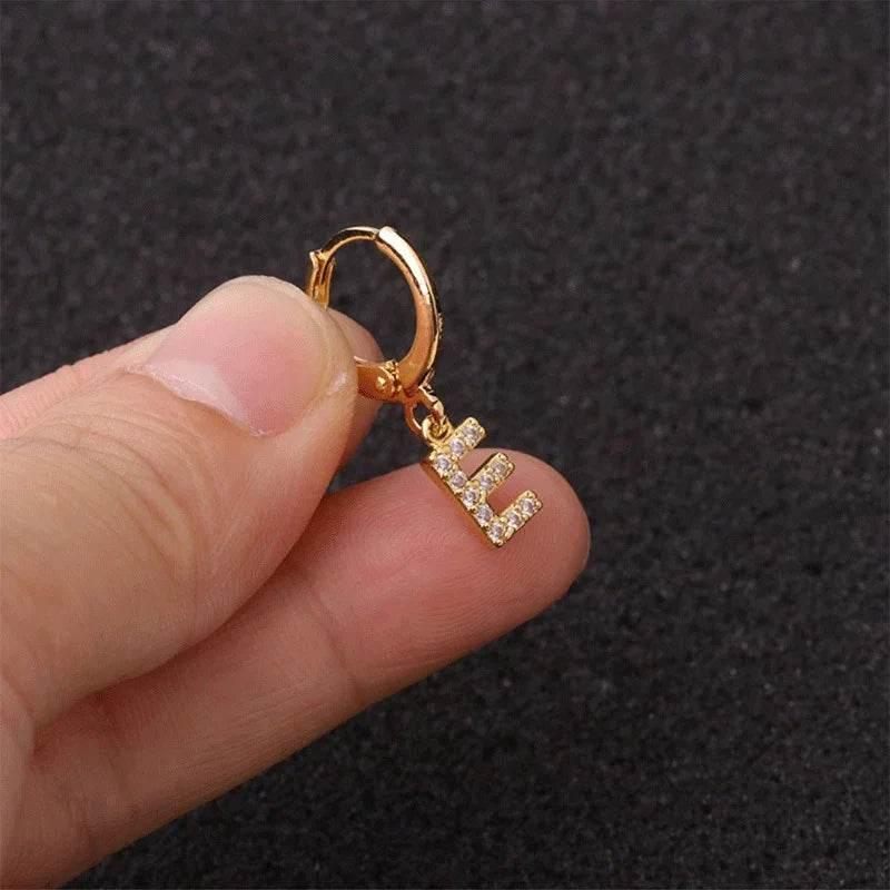 Women's Zircon Letter Earrings – Stylish Gold Jewelry - ZA-Zola
