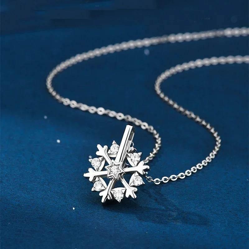 Rotatable 925 Silver Snowflake Necklace – Shop Now - ZA-Zola