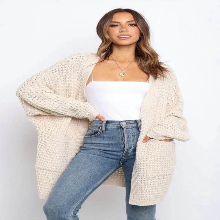 Cozy Long Knit Cardigan – Chunky, Cute & Comfy - ZA-Zola