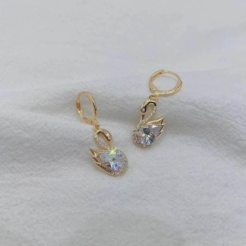 Sweet Swan Rhinestone Earrings for Women – Trendy - ZA-Zola