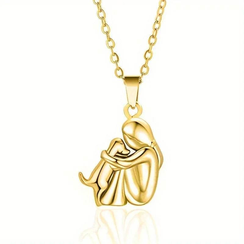 Girl and Dog Hug Necklace – Pet Love Jewelry Gift - ZA-Zola