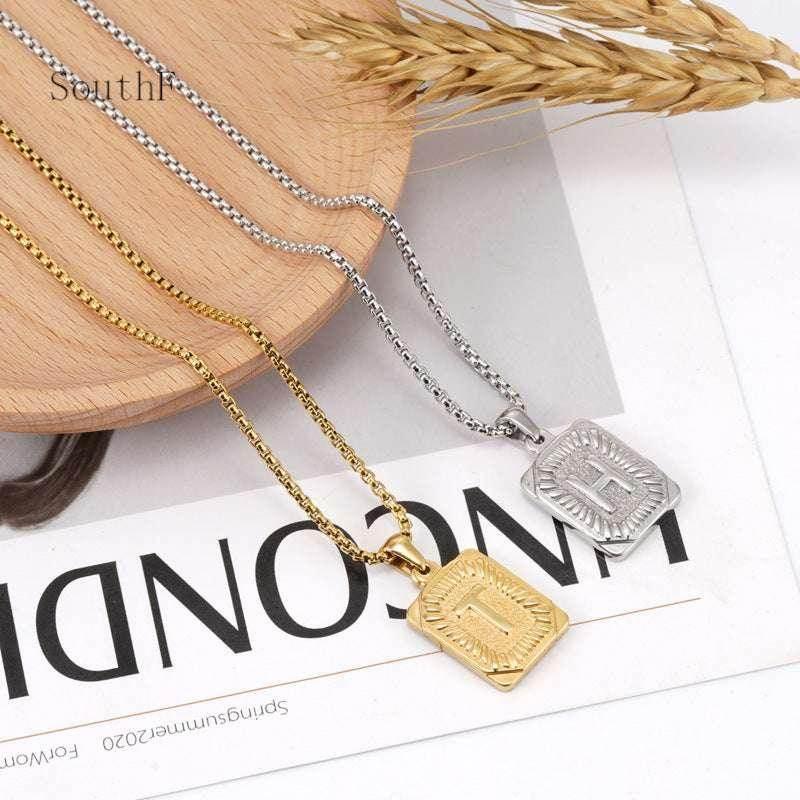 18K Gold Letter Pendant Pearl Chain Necklace - ZA-Zola