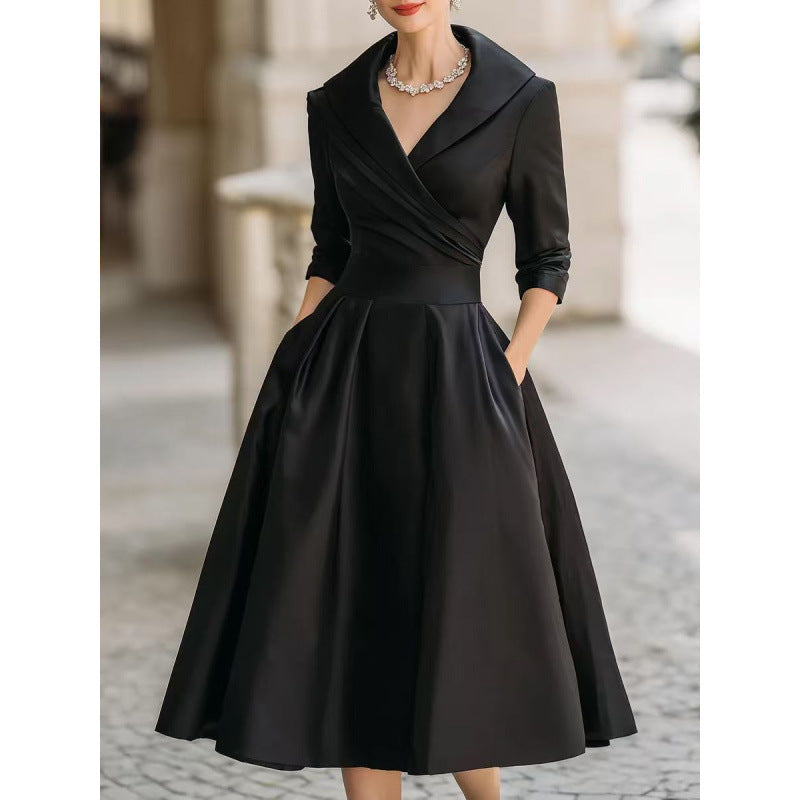 Elegant High Waist Long Sleeve Formal Maxi Dress for Women