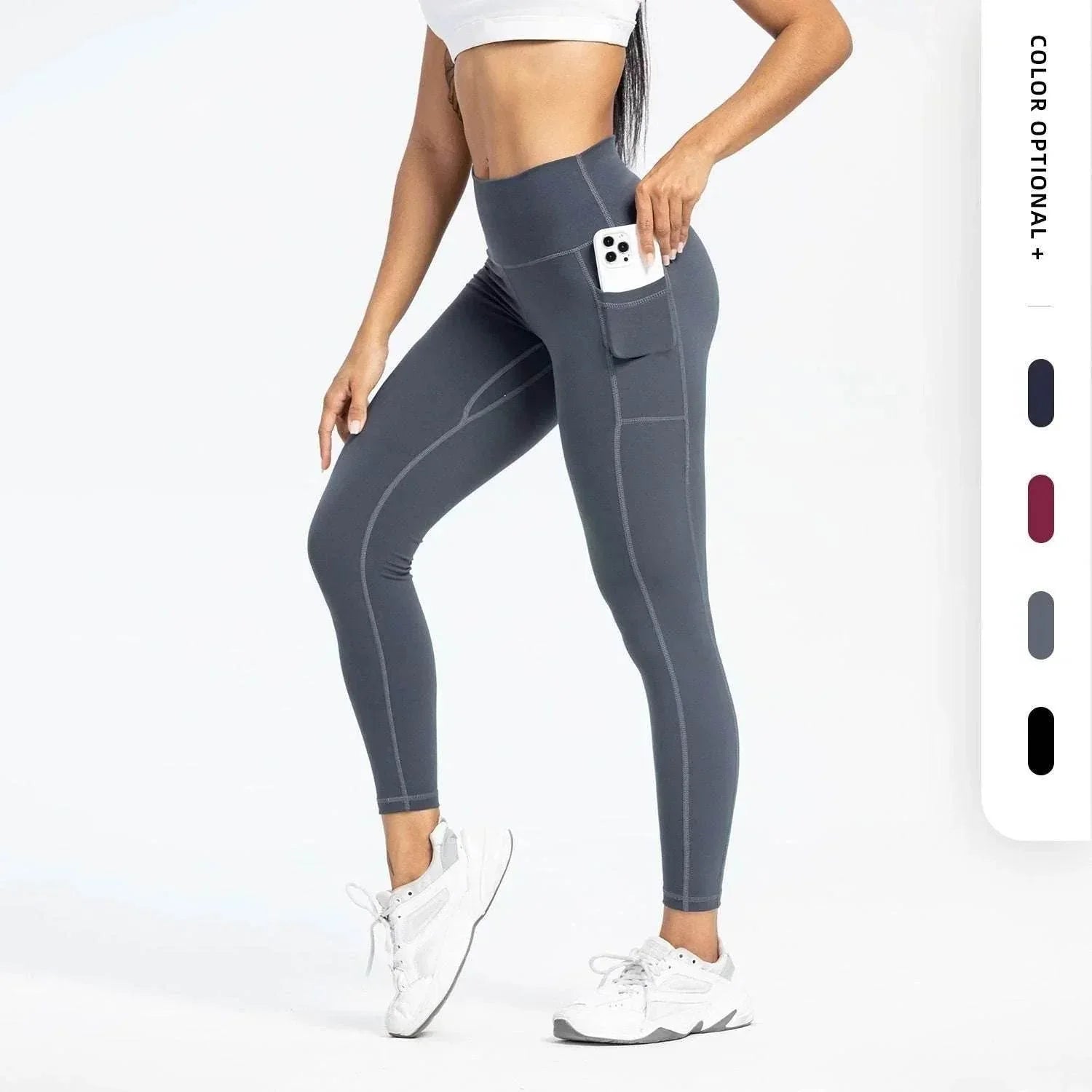 Slim-Fit Yoga Pants – High Waist, Pockets, Moisture-Wicking - ZA-Zola