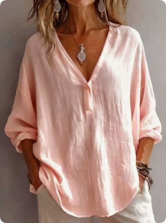 Fashion Loose Lapel Pullover 3/4 Sleeve Casual Shirt