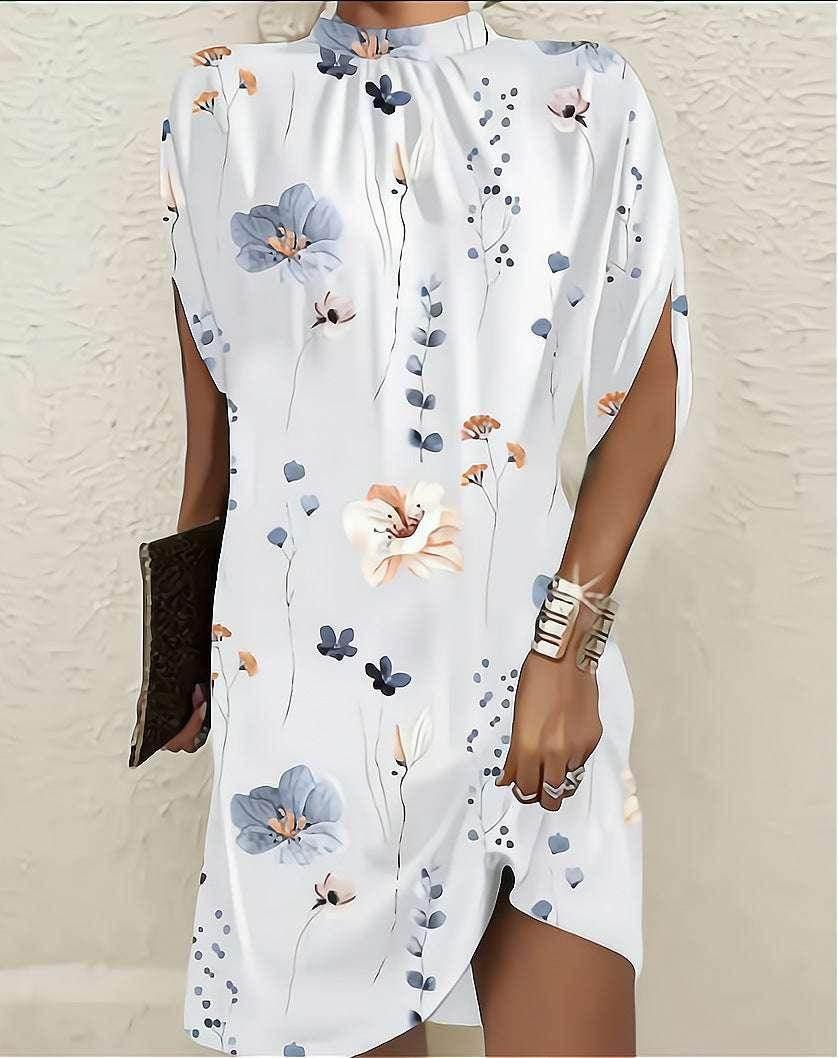 Loose Batwing Sleeve Printed Summer Dress - ZA-Zola