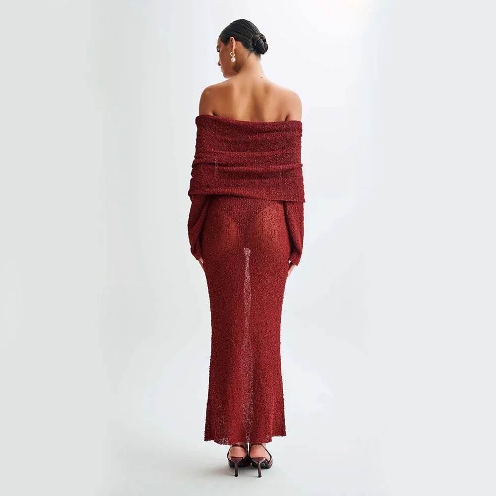 One-Shoulder Knitted Long Sleeve Dress – Beach to Bar Chic - ZA-Zola