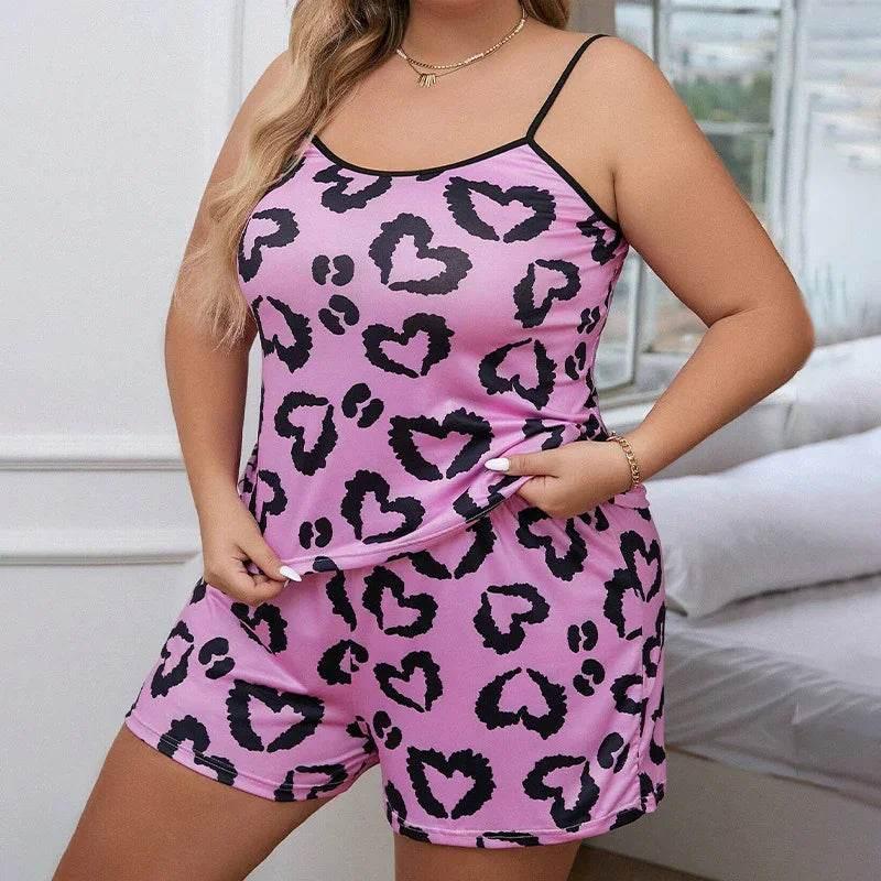 Plus Size Heart Print Shorts Set | Shop Now - ZA-Zola