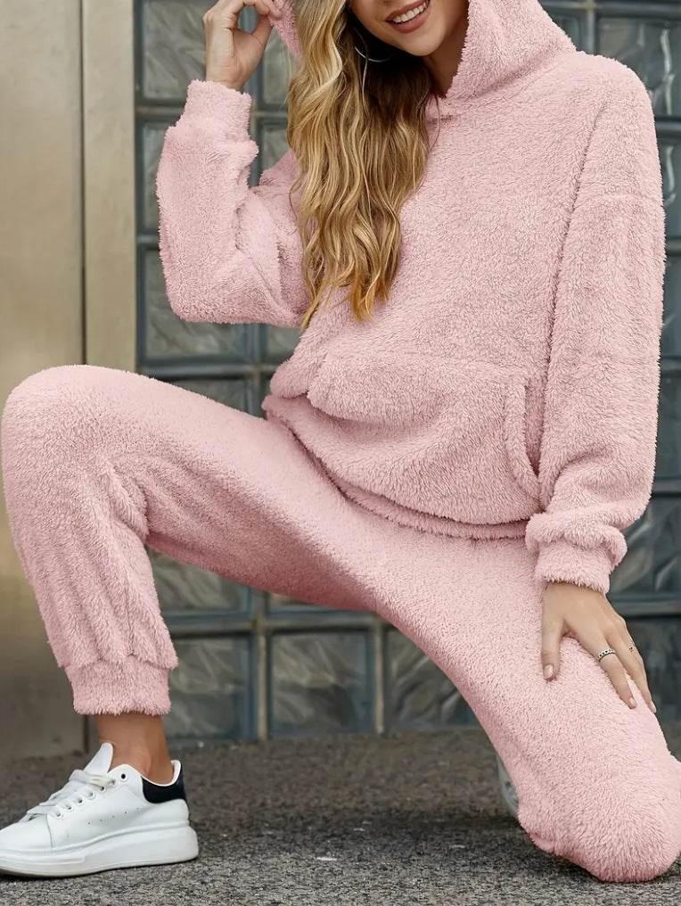 Winter Plush Pajama Set for Women | Warm Hooded Loungewear - ZA-Zola