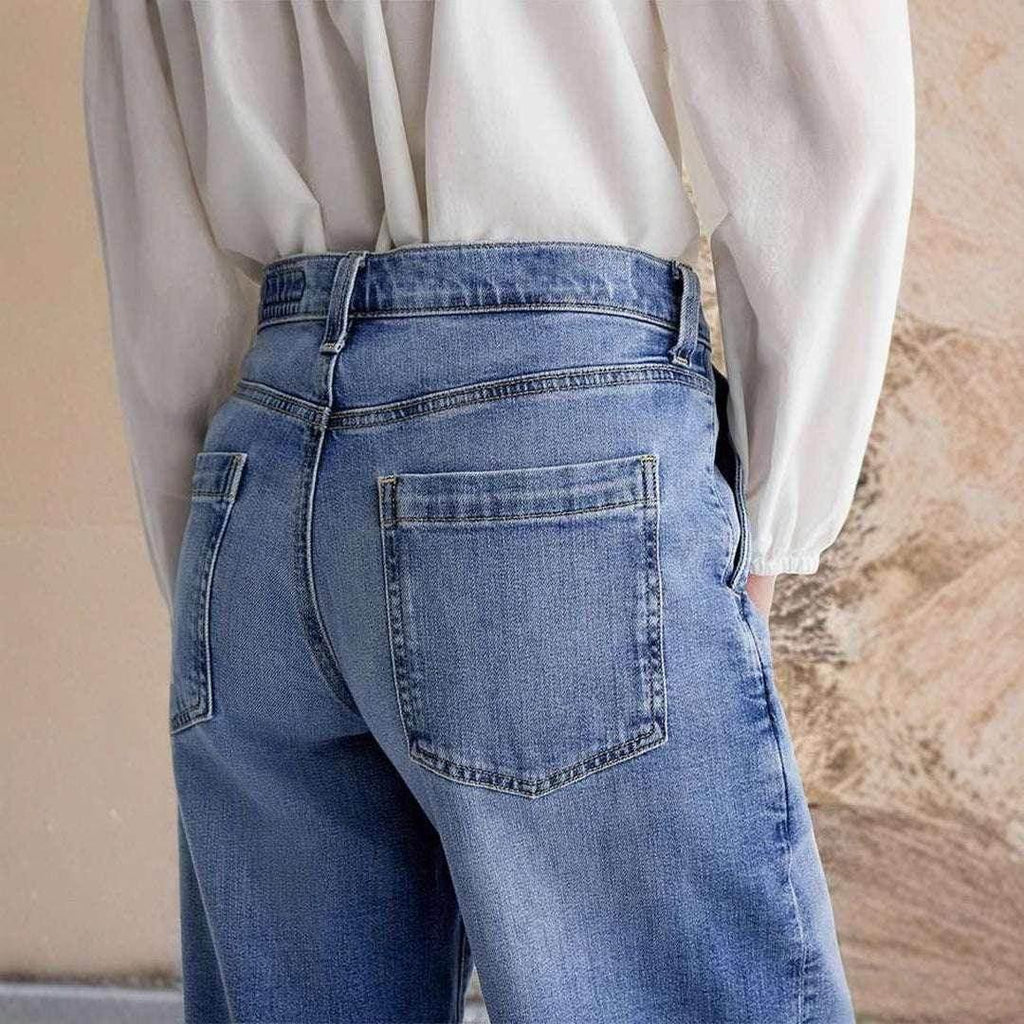 Embroidered High Waist Wide Leg Jeans - ZA-Zola