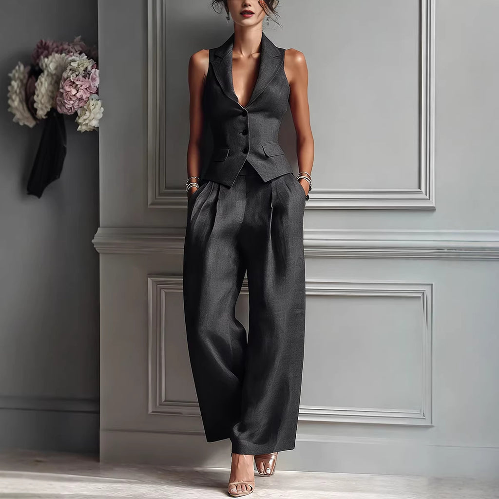 Single Breasted Vest Casual Pants Set | Summer