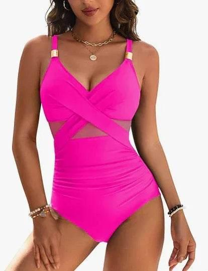 Stylish One-Piece Swimsuit - Solid Color for Women - ZA-Zola
