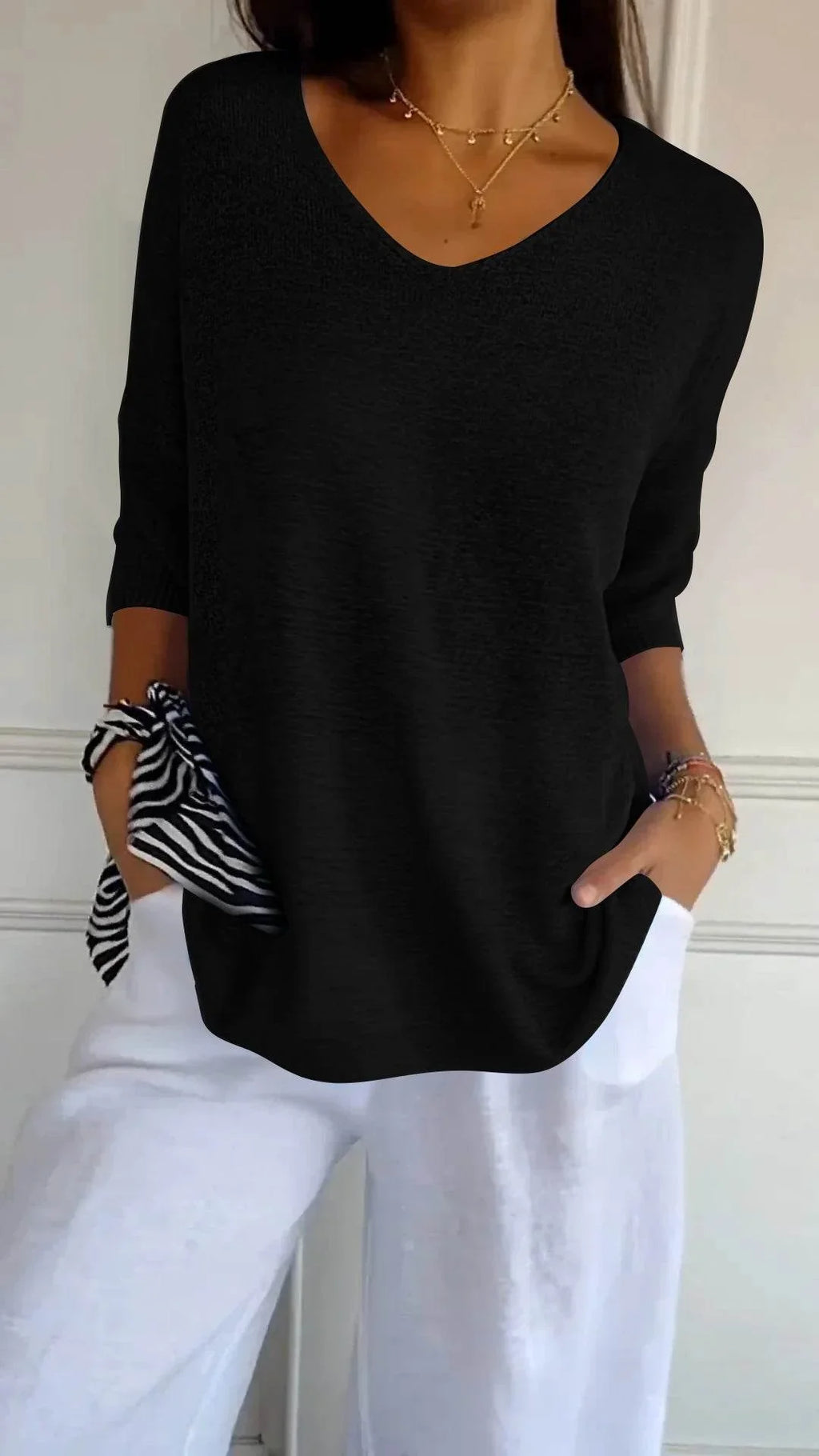 Fully Fashioned Knitwear Women’s V-Neck Sweater - ZA-Zola