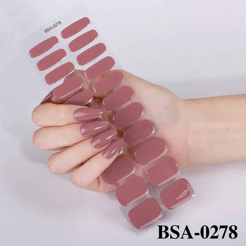 Simple Solid Color No-Bake Gel Nail Stickers - ZA-Zola