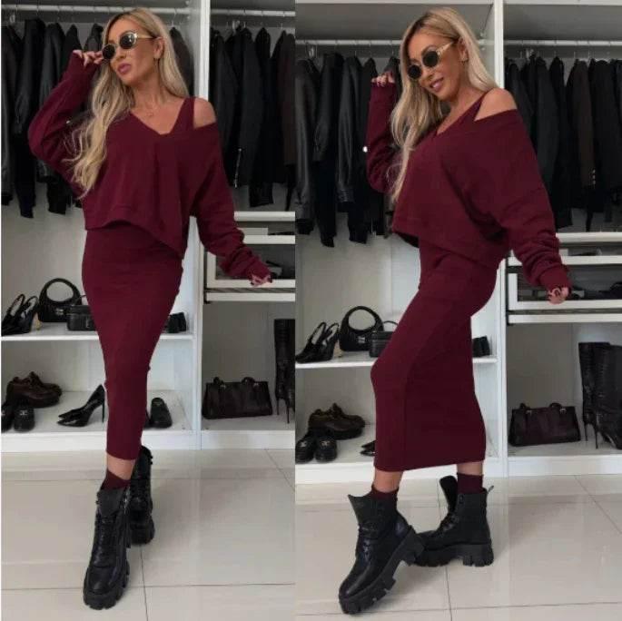 Sweater & Vest Skirt Set – Layered Chic Vibe - ZA-Zola