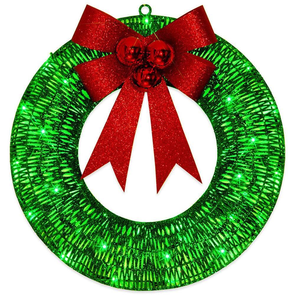 Christmas LED Wreath 50CM – Luminous Garland with Big Bow - ZA-Zola