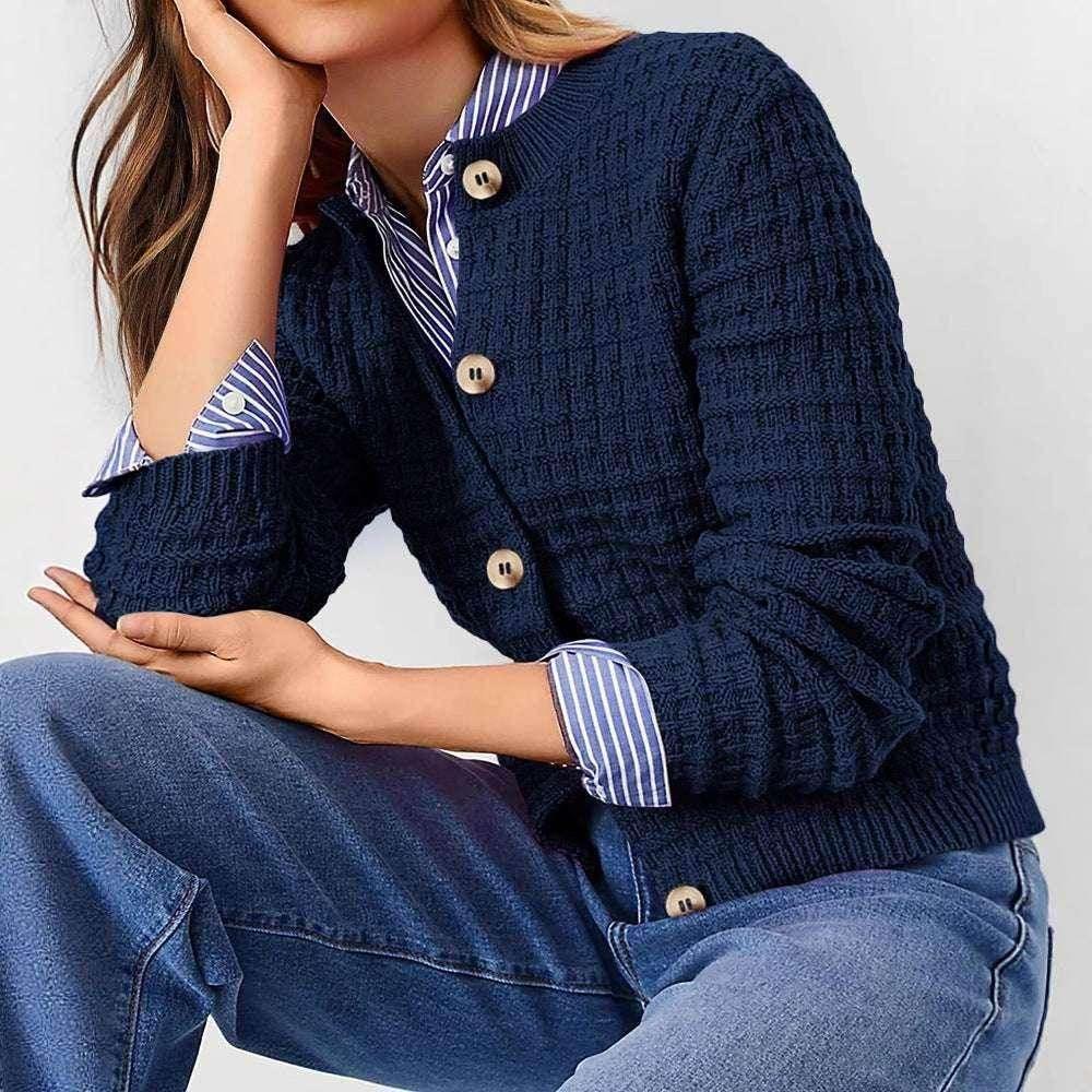 Women's Solid Color Knit Cardigan Sweater - ZA-Zola