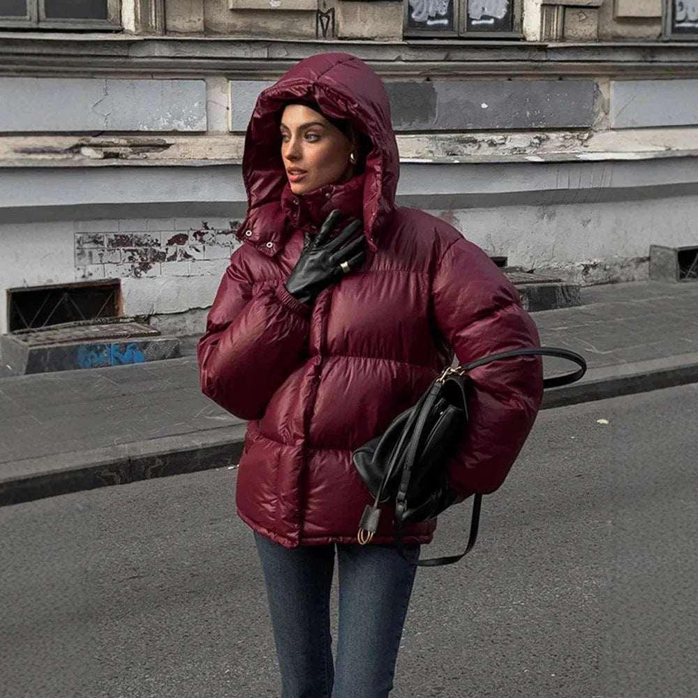 Women Hooded Cotton Jacket – Warm Stand Collar Commuter Coat - ZA-Zola