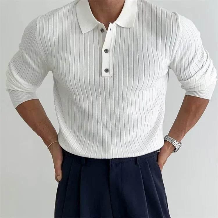 Lapel Button Polo Shirt - Slim Fit Solid & Striped Top - ZA-Zola
