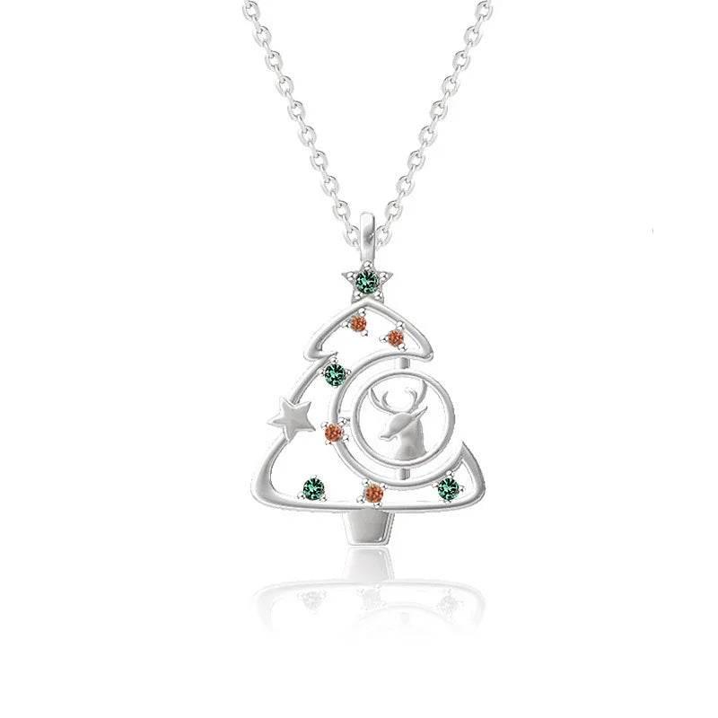 Shop S925 Elk Christmas Tree Necklace – Elegant Sparkle - ZA-Zola