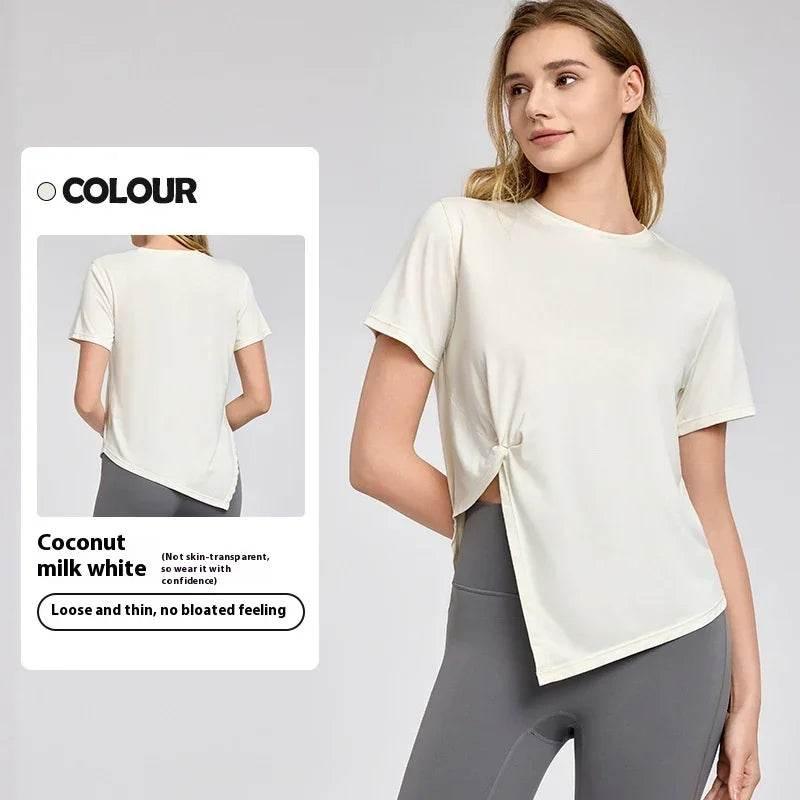 Breathable Yoga Top - Loose Fit, Split Hem Design - ZA-Zola