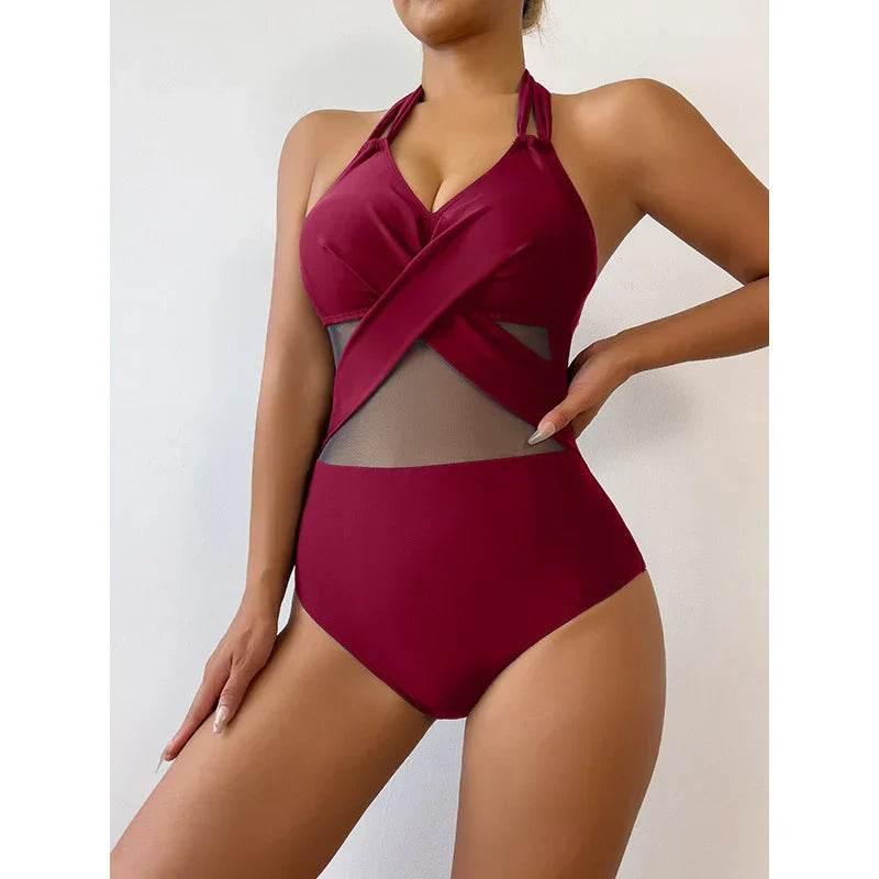 Stylish One-Piece Swimsuit - Solid Color for Women - ZA-Zola