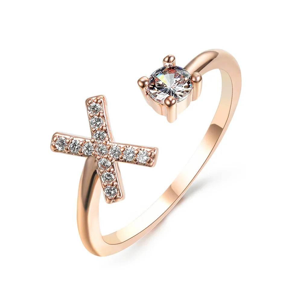 Adjustable A–Z Initial Ring for Women with Zircon - ZA-Zola
