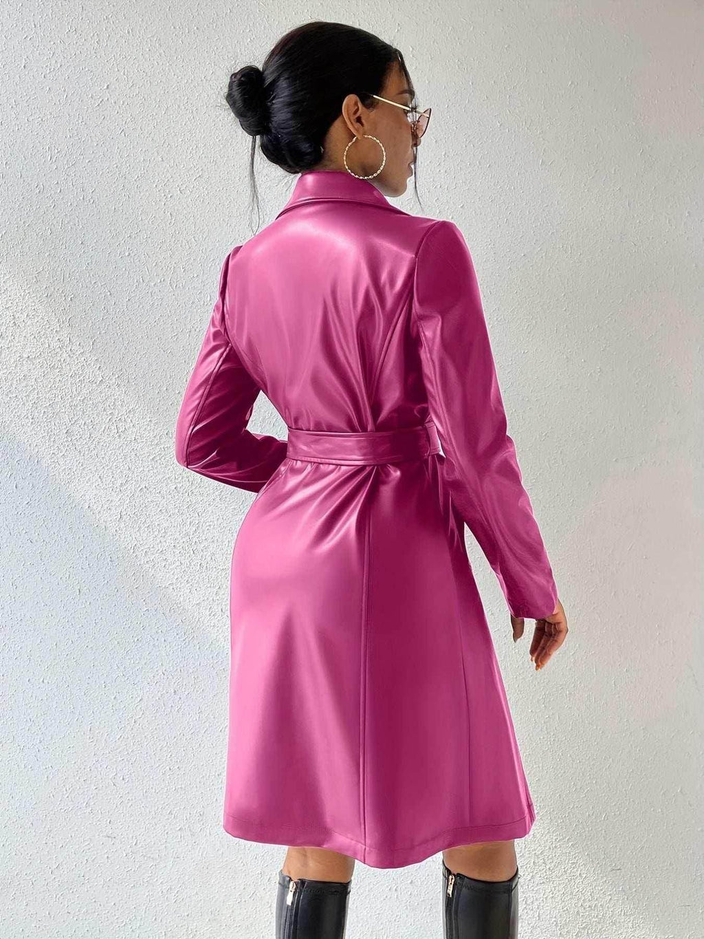 Long Sleeve Lapel PU Leather Jacket – Slim Fit Women’s Coat - ZA-Zola