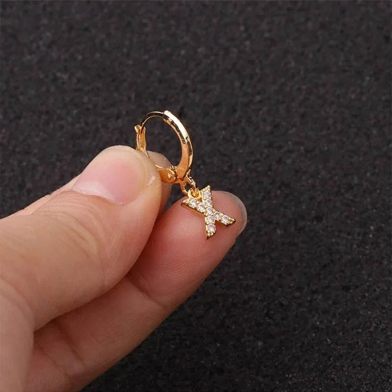 Women's Zircon Letter Earrings – Stylish Gold Jewelry - ZA-Zola