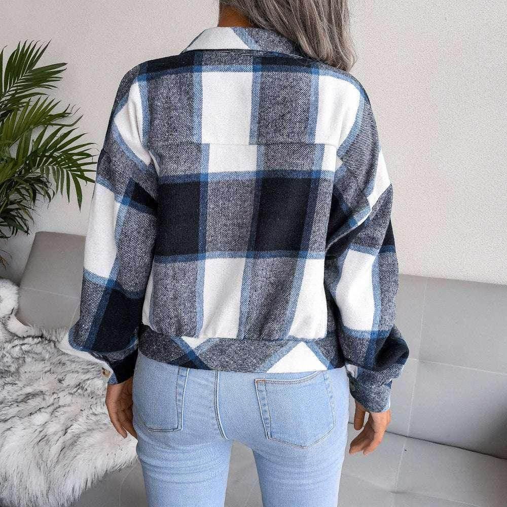 Plaid Lapel Cropped Jacket – Shop Now! - ZA-Zola