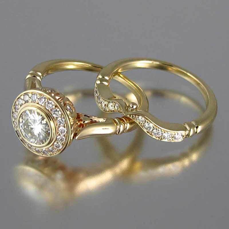 Gold Micro-Inlaid Fashion Ring Set for Women - ZA-Zola