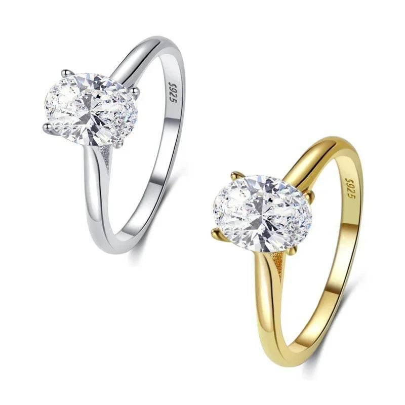 Sterling Silver Oval Zircon Ring for Women - ZA-Zola