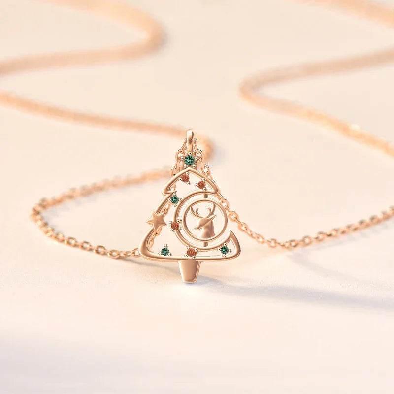 Shop S925 Elk Christmas Tree Necklace – Elegant Sparkle - ZA-Zola