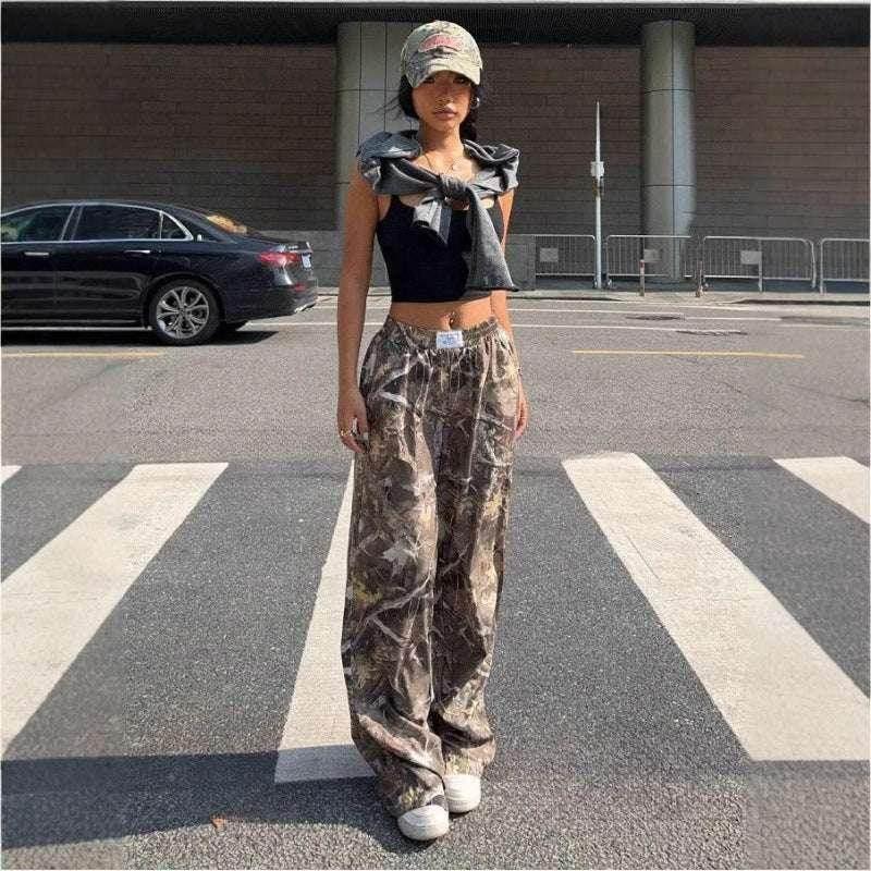 Women’s Y2K Camo Cargo Pants with Pockets - ZA-Zola