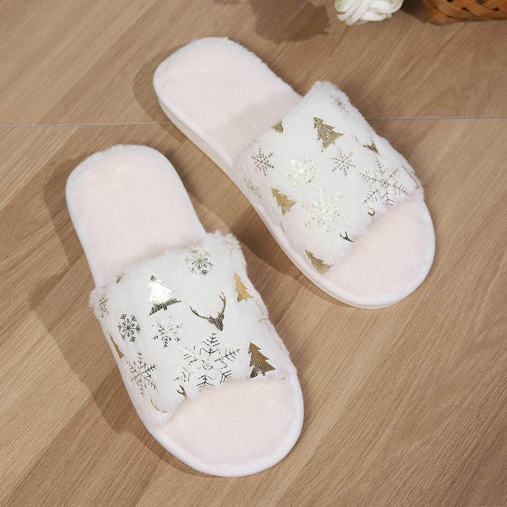 Christmas Open-Toe Plush Slippers – Cozy Indoor Fun - ZA-Zola