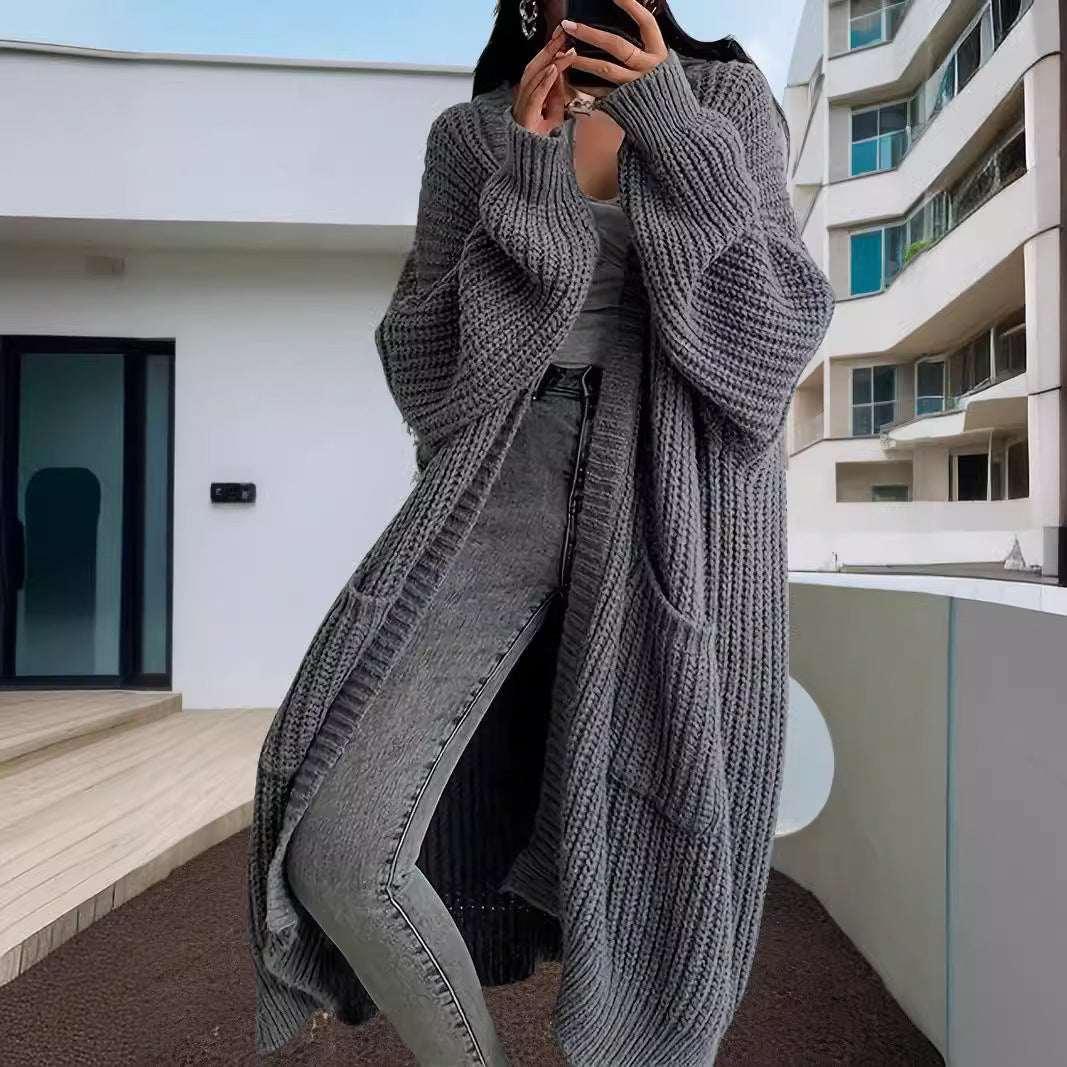 Women Knitted Cardigan | Long Loose Winter Sweater - ZA-Zola