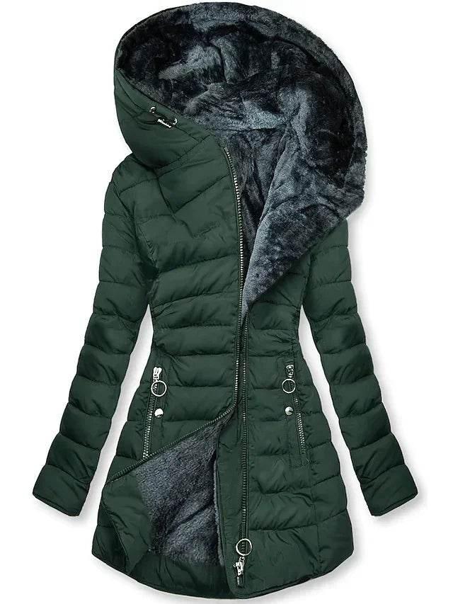 Shop Plush Hooded Mid-Length Cotton Coat – Stay Warm - ZA-Zola
