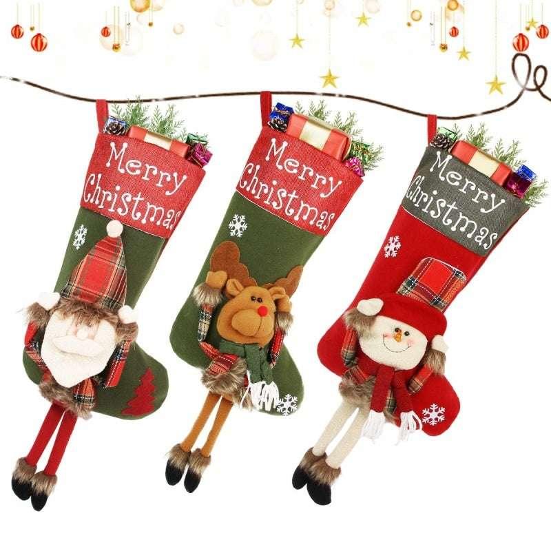 Christmas Big Stockings 3D Plush Xmas Decoration Set - ZA-Zola