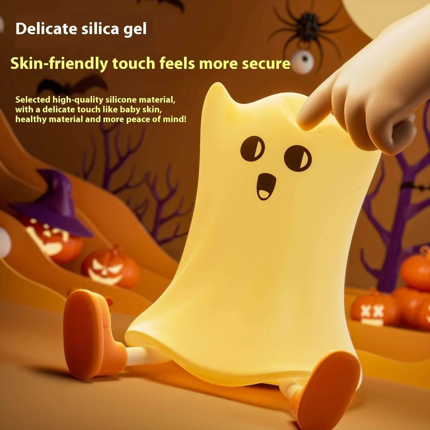 Halloween Silicone Ghost Bedside Lamp with Touch Control - ZA-Zola