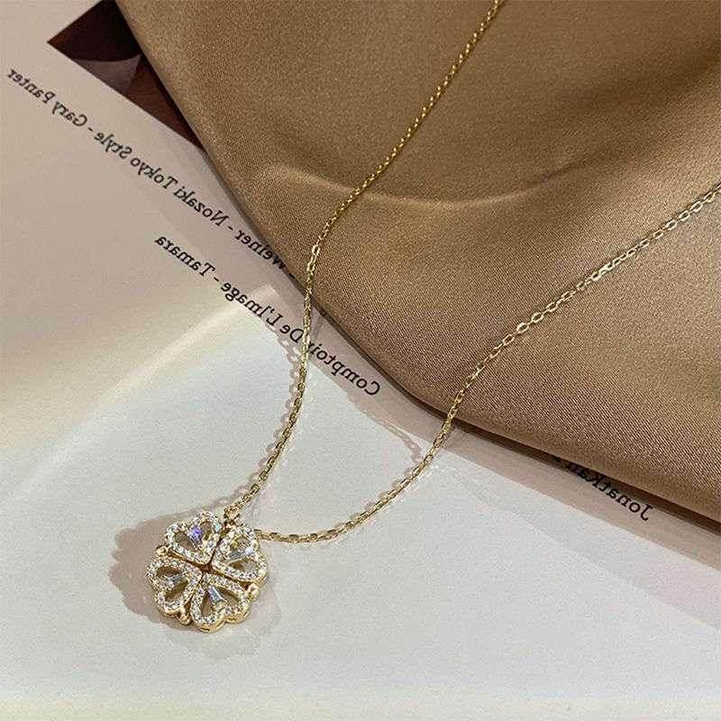 Heart Pendant – Magnetic Four-Leaf Clover Necklace - ZA-Zola