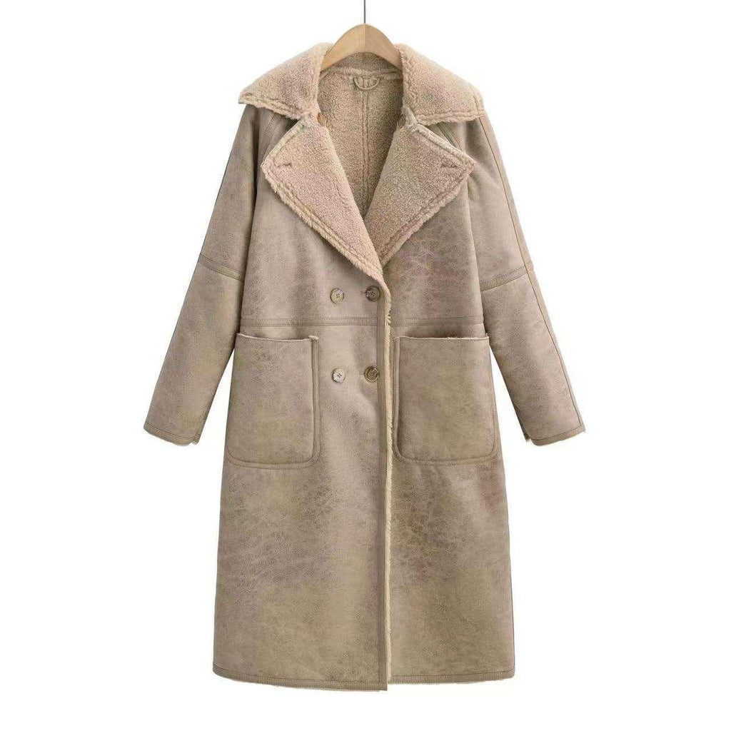 Women Winter Trench Coat – Belted Double Breasted Long Jacket - ZA-Zola