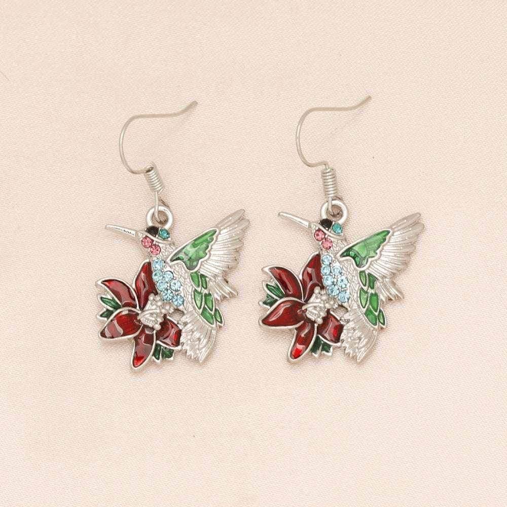 Colorful Hummingbird Diamond Drop Earrings - ZA-Zola