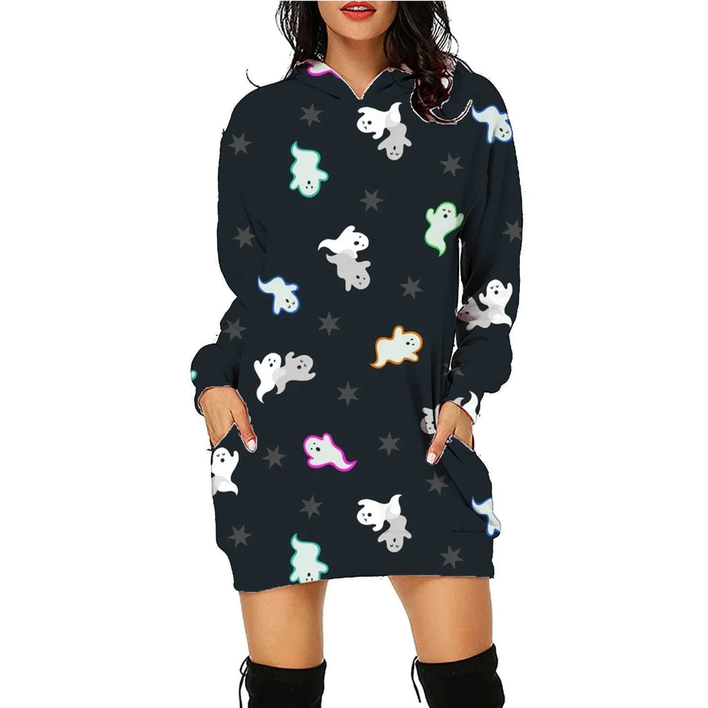 Halloween Print Hoodie Dress | ZA-Zola Women’s - ZA-Zola